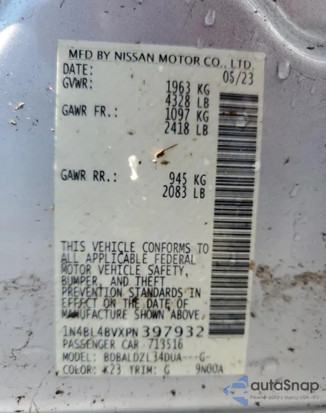 2023 Nissan Altima S from USA, damaged, VIN 1N4BL4BVXPN397932